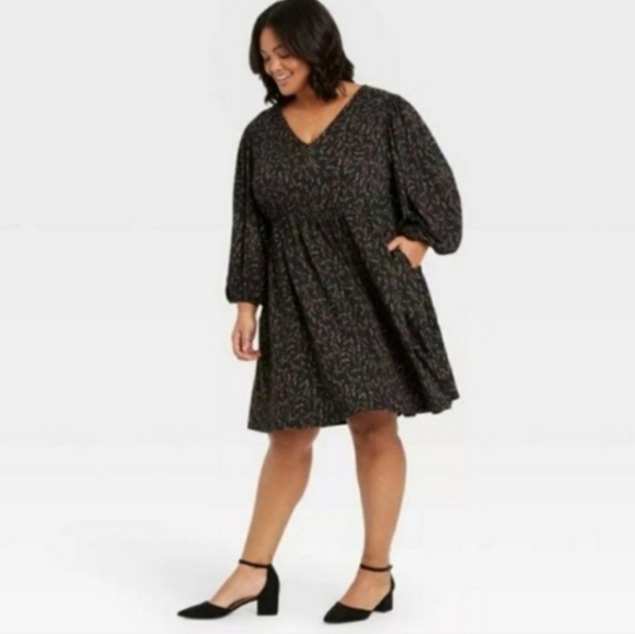 Ava & Viv Dresses & Skirts - Ava & Viv Floral Baby Doll Balloon 3/4 Long sleeve Stretch Knee Lenght Dress